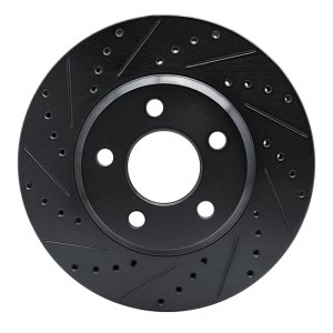 Buick LeSabre Brake Rotor (1) - Front Left - R1 Concepts - Drilled & Slotted - Black - 2005